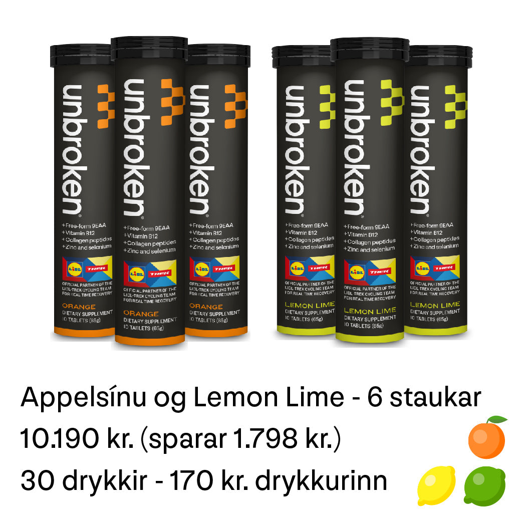 APPELSÍNU (3 STAUKAR) OG LEMON LIME (3 STAUKAR)